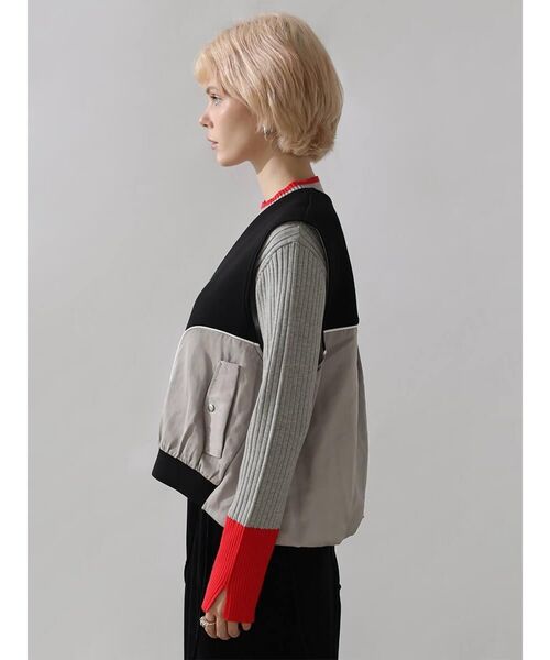 :ETHROF(イーサオブ)の「TRIMMING BI-COLOR CARDBOARD VEST(ベスト・レディース・ブラック/グレー・FREE)」の15枚目の写真