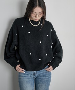 セール】ハート刺繍ニットトップス（ニット/セーター）｜AMELY