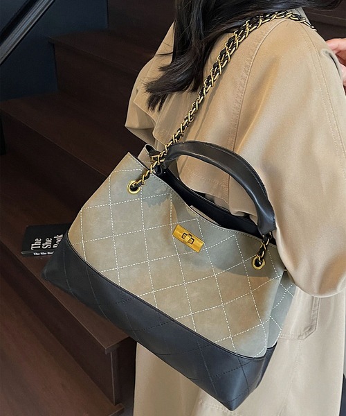 aimoha(アイモハ)の「【B.A.G】チェーンハンドル キルティングバッグ(トートバッグ・レディース・ベージュ/ブラック/グレー・FREE)」の1枚目の写真