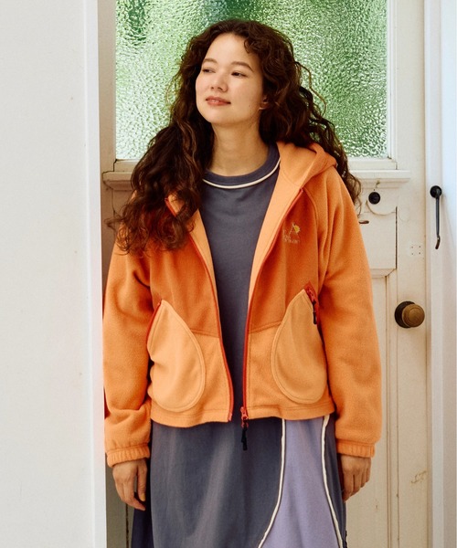 go slow caravan(ゴースローキャラバン)の「切替フリース ショートZIPパーカーJK W(ブルゾン・レディース・ブラック/サーモンピンク/ブルー系その他・FREE)」の10枚目の写真