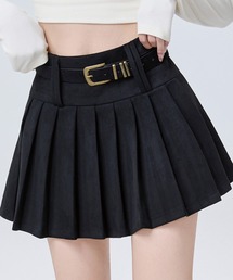 ADDITION STORE | スエード プリーツ ミニスカート / Suede pleated mini skirt / (インナーパンツ仕様)(ベルト付き)(スカート)