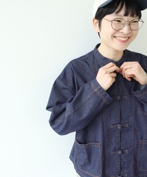 PAR ICI | ライトオンスデニム チャイナボタンシャツジャケット(セットアップ対応)(デニムジャケット)
