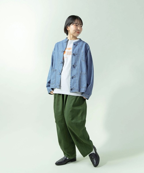 PAR ICI(パーリッシィ)の「ライトオンスデニム チャイナボタンシャツジャケット(セットアップ対応)(デニムジャケット・レディース・ブルー/ネイビー・FREE)」の15枚目の写真