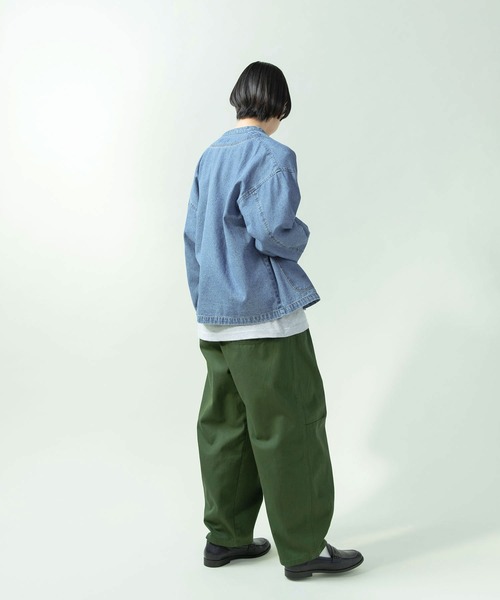 専用新品　PARICIパーリッシィ ライトオンスデニム スタンドシャツジャケット ライトオンスデニム チャイナボタンシャツジャケット(セットアップ対応