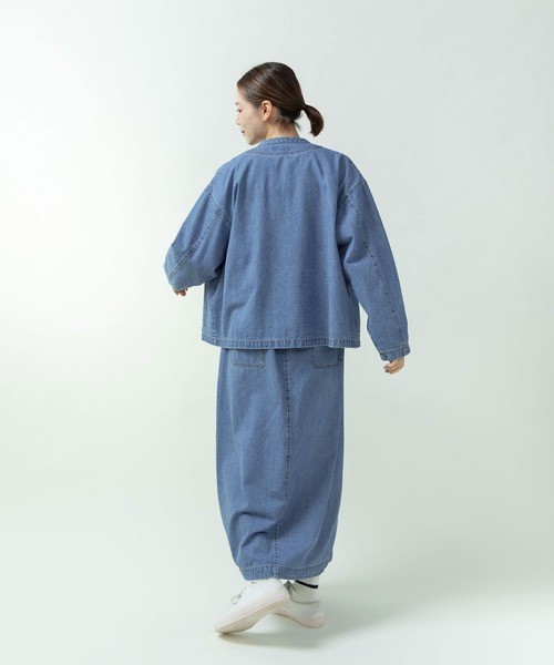 ライトオンスデニム チャイナボタンシャツジャケット(セットアップ対応
