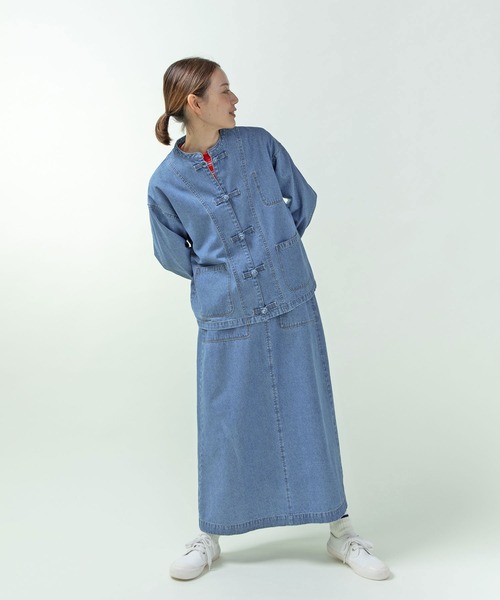 PAR ICI(パーリッシィ)の「ライトオンスデニム チャイナボタンシャツジャケット(セットアップ対応)(デニムジャケット・レディース・ブルー/ネイビー・FREE)」の20枚目の写真