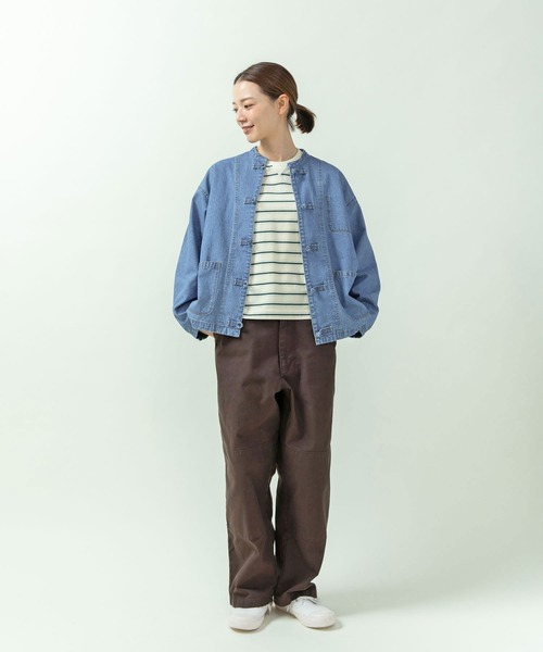PAR ICI(パーリッシィ)の「ライトオンスデニム チャイナボタンシャツジャケット(セットアップ対応)(デニムジャケット・レディース・ブルー/ネイビー・FREE)」の12枚目の写真