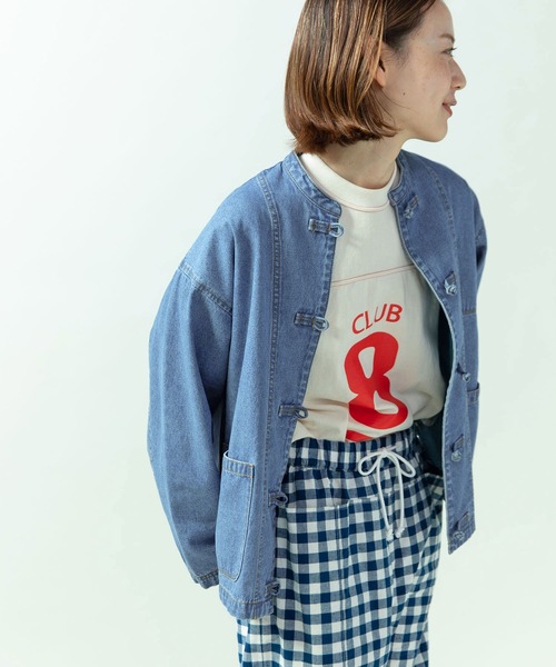 PAR ICI(パーリッシィ)の「ライトオンスデニム チャイナボタンシャツジャケット(セットアップ対応)(デニムジャケット・レディース・ブルー/ネイビー・FREE)」の21枚目の写真