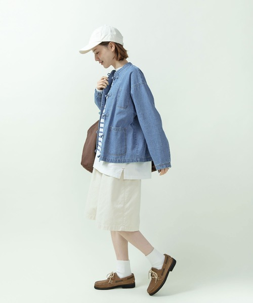 PAR ICI(パーリッシィ)の「ライトオンスデニム チャイナボタンシャツジャケット(セットアップ対応)(デニムジャケット・レディース・ブルー/ネイビー・FREE)」の19枚目の写真