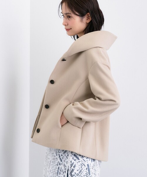 ◇【軽やか／ゆったり】ウール混ショートトレンチコート（トレンチ