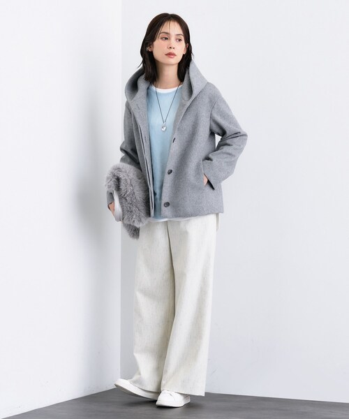 ◇【軽やか／ゆったり】ウール混ショートトレンチコート（トレンチ