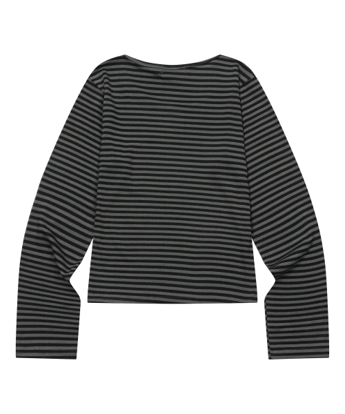 MUCENT(ムセント)の「リネラ ユーネックストライプ長袖Tシャツ(3カラー)(Tシャツ/カットソー・レディース・ホワイト×ブラック/チャコールグレー×ブラック/ブラック×ベージュ・FREE)」の16枚目の写真