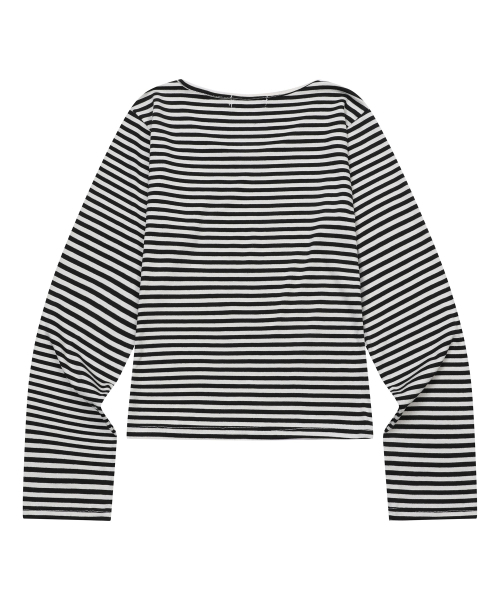 MUCENT(ムセント)の「リネラ ユーネックストライプ長袖Tシャツ(3カラー)(Tシャツ/カットソー・レディース・ホワイト×ブラック/チャコールグレー×ブラック/ブラック×ベージュ・FREE)」の12枚目の写真