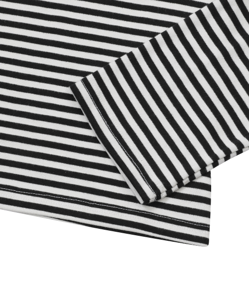 MUCENT(ムセント)の「リネラ ユーネックストライプ長袖Tシャツ(3カラー)(Tシャツ/カットソー・レディース・ホワイト×ブラック/チャコールグレー×ブラック/ブラック×ベージュ・FREE)」の10枚目の写真