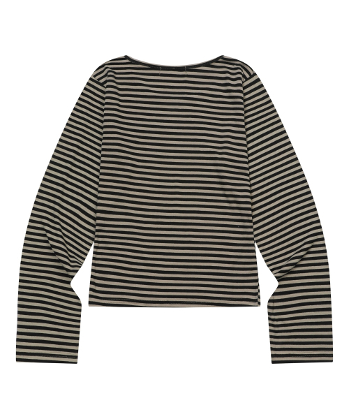 MUCENT(ムセント)の「リネラ ユーネックストライプ長袖Tシャツ(3カラー)(Tシャツ/カットソー・レディース・ホワイト×ブラック/チャコールグレー×ブラック/ブラック×ベージュ・FREE)」の8枚目の写真