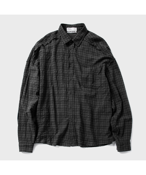 SUPERSUB(スーパーサブ)の「カットオフグランジチェックシャツ - ブラック(シャツ/ブラウス・レディース・その他・SMALL/MEDIUM/LARGE)」の1枚目の写真