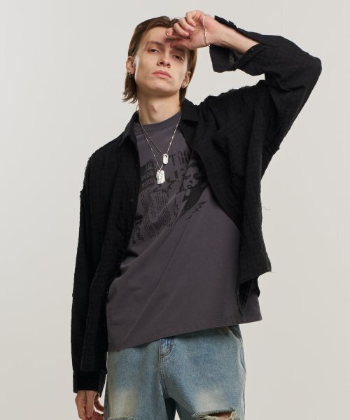 SUPERSUB(スーパーサブ)の「カットオフグランジチェックシャツ - ブラック(シャツ/ブラウス・レディース・その他・SMALL/MEDIUM/LARGE)」の2枚目の写真