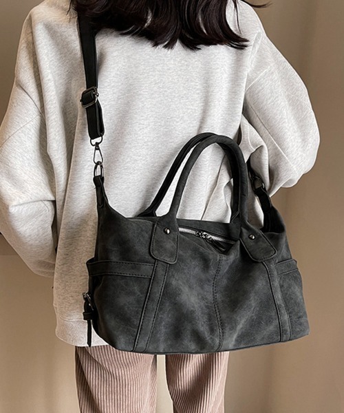Miniministore(ミニミニストア)の「レトロトートバッグ 大容量 手提げバッグ(トートバッグ・レディース・ベージュ/ブラック・FREE)」の12枚目の写真