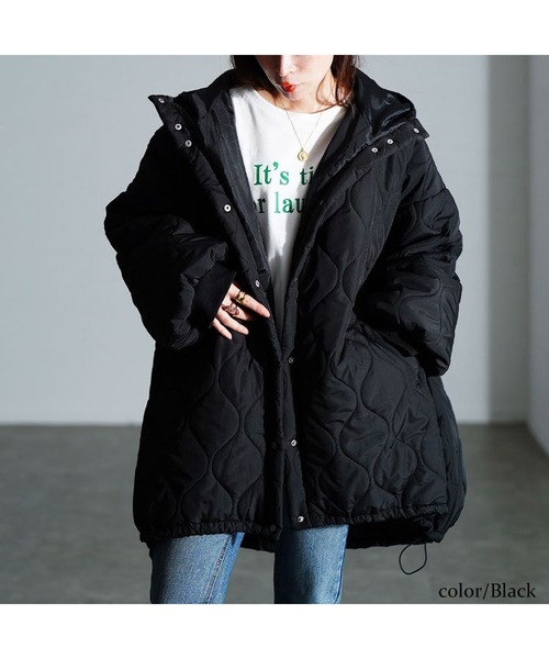 中綿キルティングモンスターパーカーコート【大きいサイズ対応