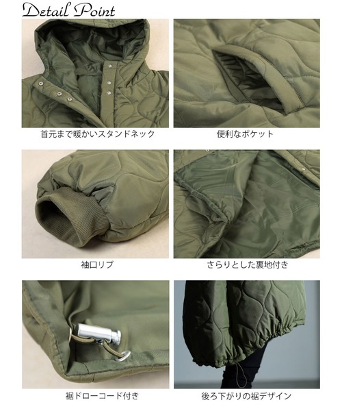 GOLDJAPAN(ゴールドジャパン)の「中綿キルティングモンスターパーカーコート【大きいサイズ対応】(ダウンジャケット/コート・レディース・ブラック/カーキ・LL~3L/4L~5L)」の16枚目の写真