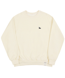 [UNISEX]イエローブーツパフィー刺繍マンツーマン_クリーム