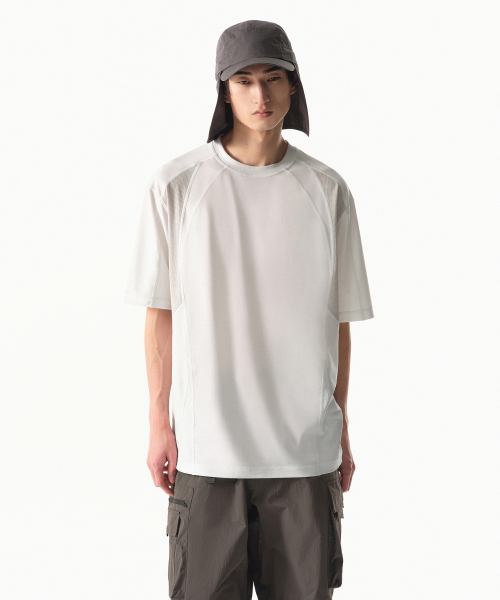 MUSINSA STANDARD（ムシンサスタンダード）の「[シティレジャー] ストラクチャードブロックTシャツ [ホワイト]（Tシャツ/カットソー・メンズ・その他・MEDIUM/LARGE/X-LARGE/XX-LARGE）」の7枚目の写真