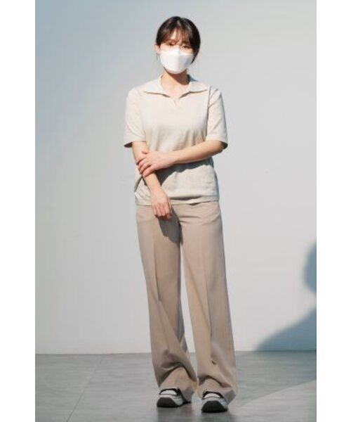 MUSINSA STANDARD WOMAN(ムシンサスタンダードウーマン)の「レディーススリットネックニットポロシャツ【ダスティクリーム】(ニット/セーター・レディース・その他・SMALL/MEDIUM/LARGE/X-SMALL)」の10枚目の写真