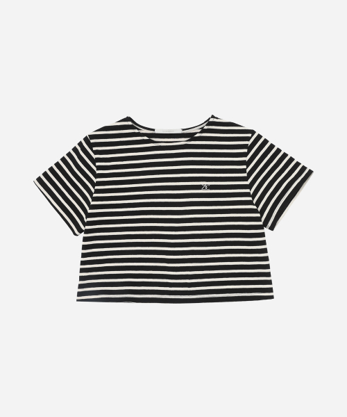 SALT AND CHOCOLATE(ソルトアンドチョコレート)の「SAC ストライプオーバーサイズクロップTシャツ ブラック 4W2311003(Tシャツ/カットソー・レディース・その他・FREE)」の3枚目の写真