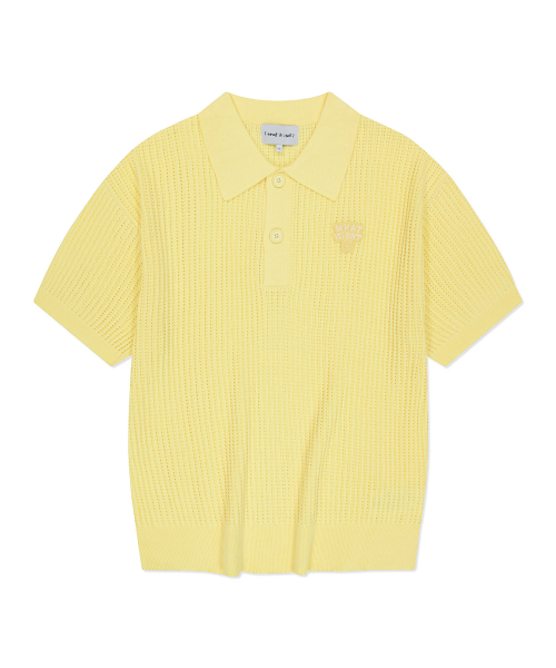 Wacky WiLLy(ワッキーウィリー)の「タイポワッペンカラー半袖ネットニットイエロー(ポロシャツ・レディース・その他・SMALL/MEDIUM/LARGE/X-LARGE)」の2枚目の写真