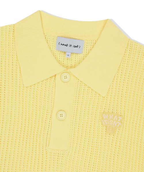 Wacky WiLLy(ワッキーウィリー)の「タイポワッペンカラー半袖ネットニットイエロー(ポロシャツ・レディース・その他・SMALL/MEDIUM/LARGE/X-LARGE)」の4枚目の写真