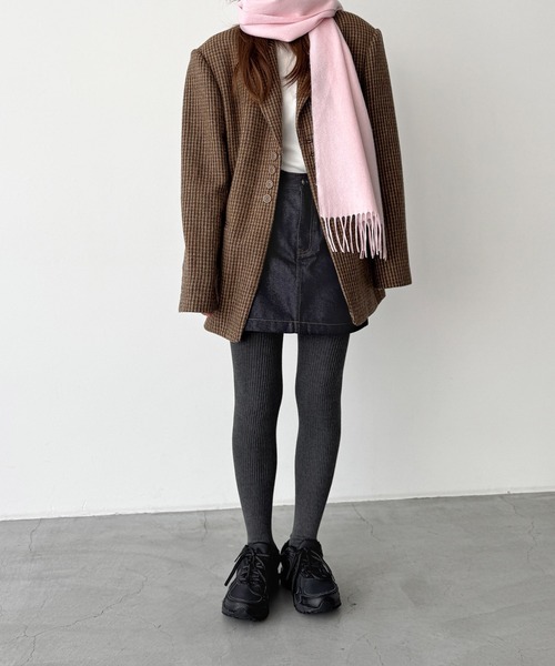 CANAL JEAN(キャナルジーン)の「El mar リブタイツ(タイツ/ストッキング・レディース・ブラック/チャコールグレー・ONE SIZE)」の2枚目の写真