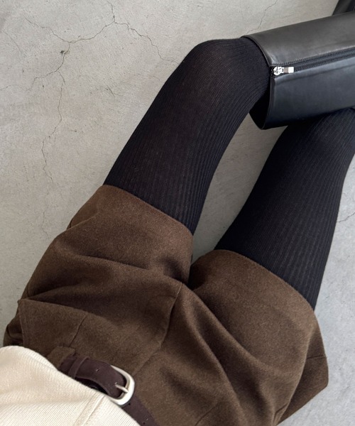 CANAL JEAN(キャナルジーン)の「El mar リブタイツ(タイツ/ストッキング・レディース・ブラック/チャコールグレー・ONE SIZE)」の1枚目の写真