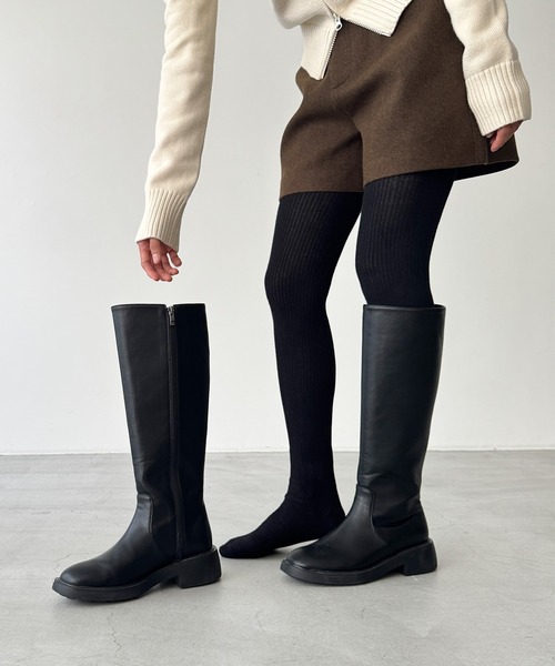 CANAL JEAN(キャナルジーン)の「El mar リブタイツ(タイツ/ストッキング・レディース・ブラック/チャコールグレー・ONE SIZE)」の5枚目の写真