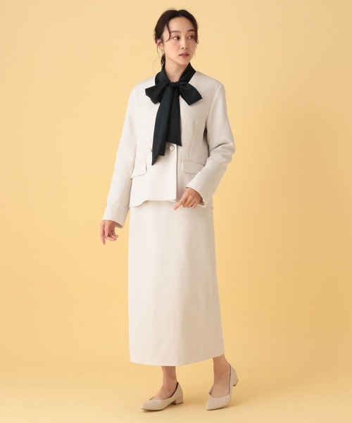 Elura（エルーラ）の「≪入卒/セレモニー/通勤≫ダブルクロスジャケット/603858（ノーカラージャケット・レディース・ブラック/アイボリー/ネイビー・LARGE/MEDIUM）」の8枚目の写真