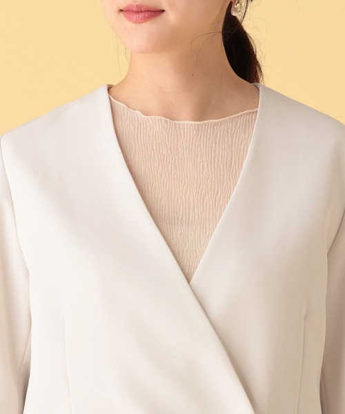 Elura（エルーラ）の「≪入卒/セレモニー/通勤≫ダブルクロスジャケット/603858（ノーカラージャケット・レディース・ブラック/アイボリー/ネイビー・LARGE/MEDIUM）」の19枚目の写真