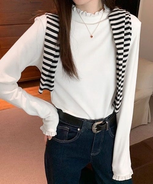 ReRe(リリ)の「レース付きハイネックトップス(Tシャツ/カットソー・レディース・ブラック/チョコ/ホワイト・MEDIUM/LARGE/X-LARGE)」の6枚目の写真
