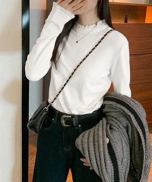 ReRe(リリ)の「レース付きハイネックトップス(Tシャツ/カットソー・レディース・ブラック/チョコ/ホワイト・MEDIUM/LARGE/X-LARGE)」の7枚目の写真