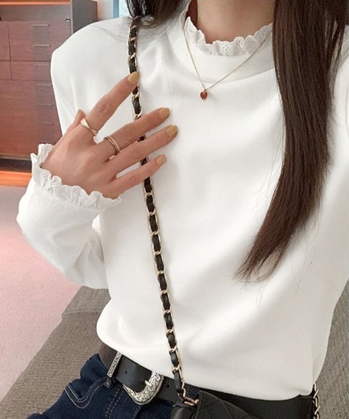 ReRe(リリ)の「レース付きハイネックトップス(Tシャツ/カットソー・レディース・ブラック/チョコ/ホワイト・MEDIUM/LARGE/X-LARGE)」の8枚目の写真