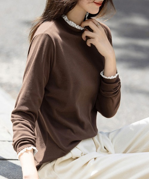 ReRe(リリ)の「レース付きハイネックトップス(Tシャツ/カットソー・レディース・ブラック/チョコ/ホワイト・MEDIUM/LARGE/X-LARGE)」の9枚目の写真