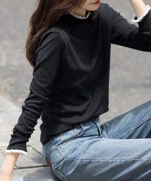 ReRe(リリ)の「レース付きハイネックトップス(Tシャツ/カットソー・レディース・ブラック/チョコ/ホワイト・MEDIUM/LARGE/X-LARGE)」の14枚目の写真