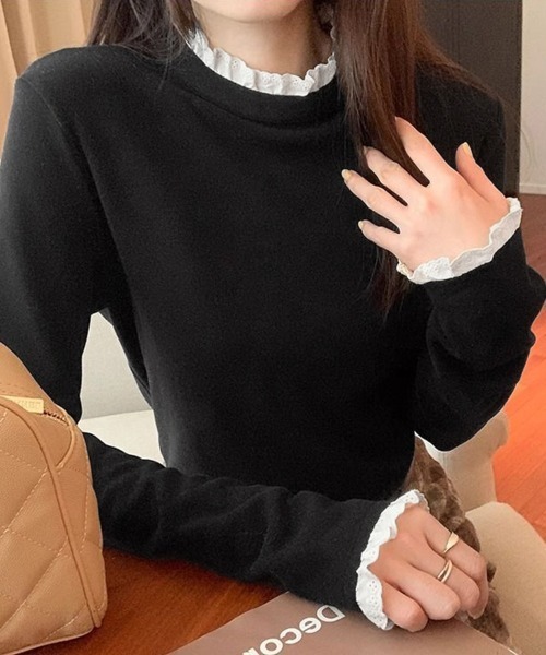 ReRe(リリ)の「レース付きハイネックトップス(Tシャツ/カットソー・レディース・ブラック/チョコ/ホワイト・MEDIUM/LARGE/X-LARGE)」の16枚目の写真