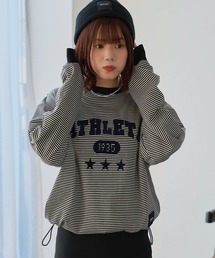 ATHLETA（アスレタ）の「［ athleta ］ボーダーロングスリーブフロッキープリントTシャツ（Tシャツ/カットソー）」