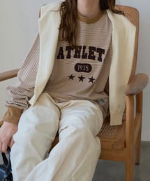 ATHLETA（アスレタ）の「［ athleta ］ボーダーロングスリーブフロッキープリントTシャツ（Tシャツ/カットソー）」