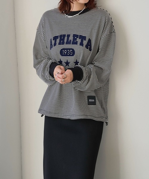 ATHLETA（アスレタ）の「［ athleta ］ボーダーロングスリーブフロッキープリントTシャツ（Tシャツ/カットソー・レディース・ブラック系/ベージュ系/グリーン系・M/L）」の16枚目の写真
