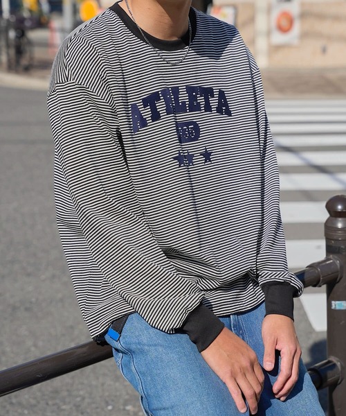ATHLETA（アスレタ）の「［ athleta ］ボーダーロングスリーブフロッキープリントTシャツ（Tシャツ/カットソー・レディース・ブラック系/ベージュ系/グリーン系・M/L）」の10枚目の写真
