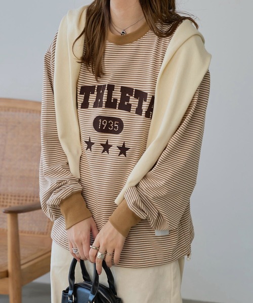 ATHLETA（アスレタ）の「［ athleta ］ボーダーロングスリーブフロッキープリントTシャツ（Tシャツ/カットソー・レディース・ブラック系/ベージュ系/グリーン系・M/L）」の13枚目の写真