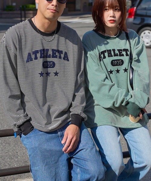 ATHLETA（アスレタ）の「［ athleta ］ボーダーロングスリーブフロッキープリントTシャツ（Tシャツ/カットソー・レディース・ブラック系/ベージュ系/グリーン系・M/L）」の9枚目の写真