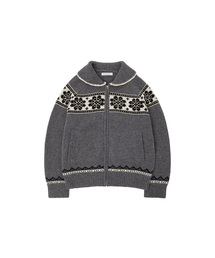 SIKN2163 フラワージャカードニットジップアップ_Melange gray