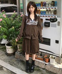CHICKS（チックス）の「Split Check Layered Skirt Brown（スカート）」