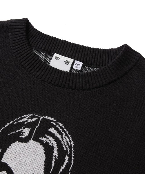 X-girl(エックスガール)の「CURSIVE LOGO AND FACE JACQUARD KNIT TOP(ニット/セーター・レディース・ブラック/オリーブ/ネイビー・ONE SIZE)」の15枚目の写真